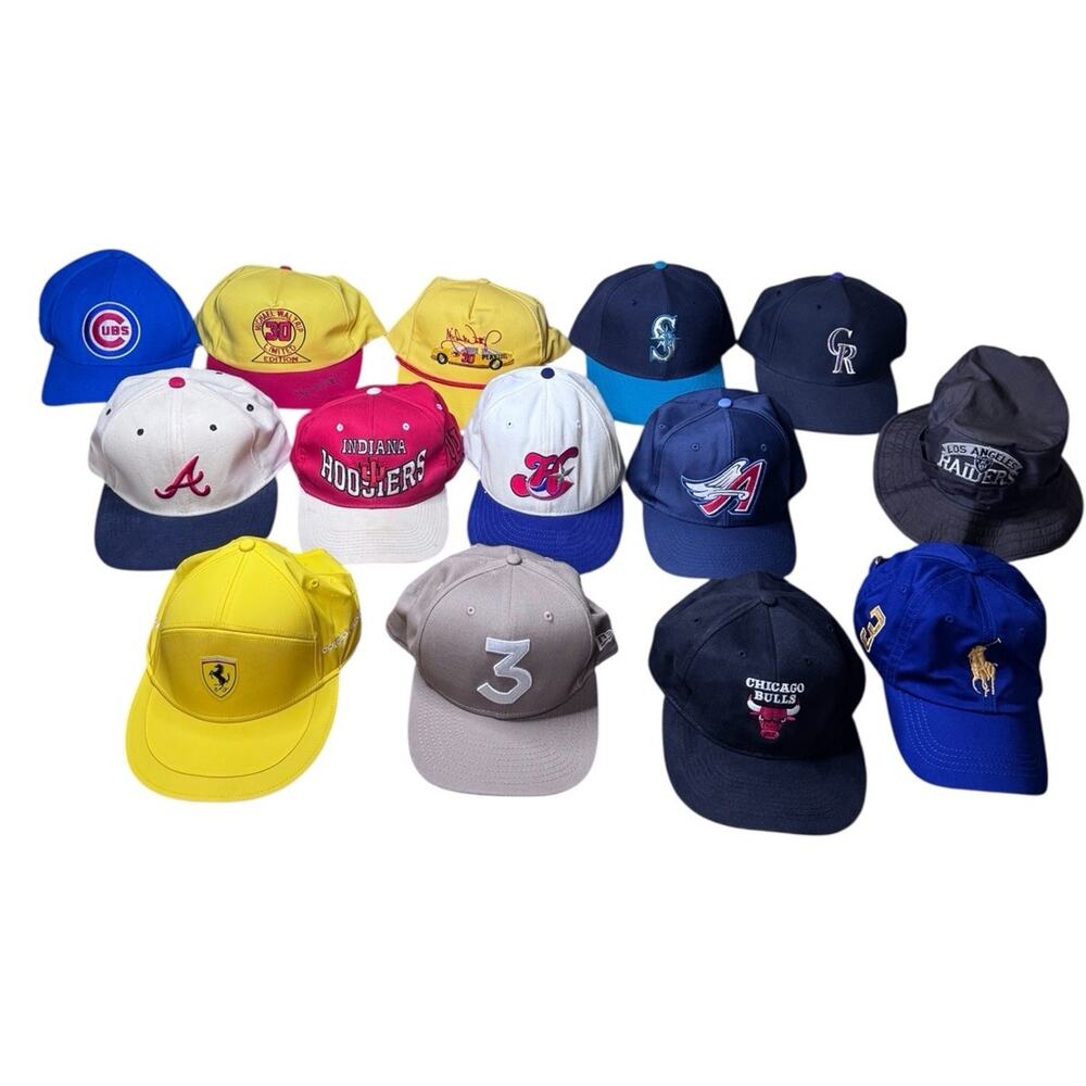 HUGE LOT of 14 VINTAGE 80s 90s Y2k SNAPBACK HATS Sport College Reseller Bundle